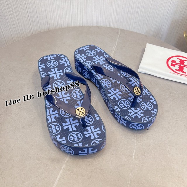 TORY BURCH2021年夏季新款女款坡跟人字拖TB官方春夏季主打款女士人字拖 dx2360